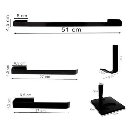 Imagem de Kit Acessórios Para Banheiro Chapa Grossa 5 Peças Preto