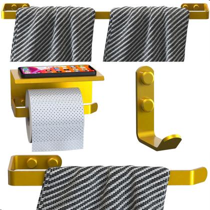 Imagem de Kit Acessórios Para Banheiro Dourado 4 Peças Max