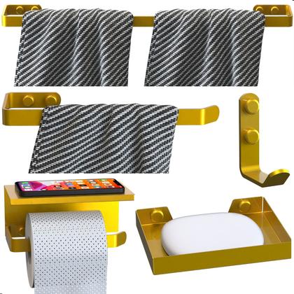 Imagem de Kit Acessórios Para Banheiro Dourado 5 Peças Max