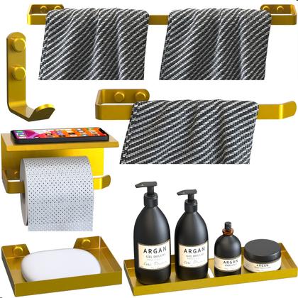 Imagem de Kit Acessórios Para Banheiro Dourado 6 Peças Max