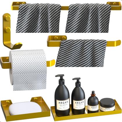 Imagem de Kit Acessórios Para Banheiro Dourado 6 Peças Plus