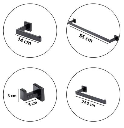Imagem de Kit Acessórios Para Banheiro Inox 304 Premium 4 Peças Preto