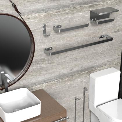 Imagem de Kit Acessórios Para Banheiro Inox e Cromado 4 Peças MAX