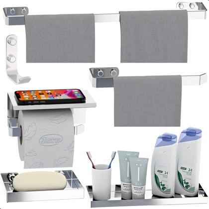 Imagem de Kit Acessórios Para Banheiro Inox e Cromado 6 Peças MAX