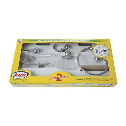 Imagem de Kit acessórios para banheiro / lavabo 05 peças cromado japi