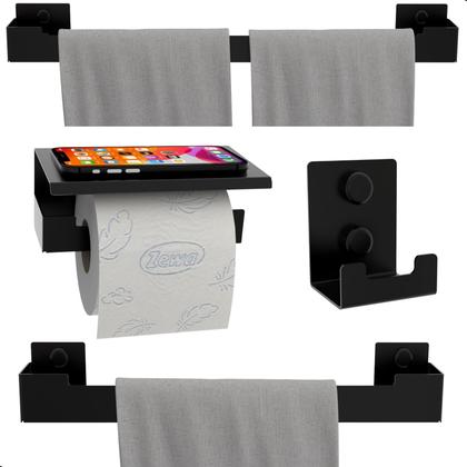 Imagem de Kit Acessórios Para Banheiro Preto Fosco 4 Peças ELG