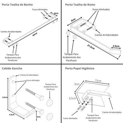 Imagem de Kit Acessórios Para Banheiro Preto Fosco 4 Peças MAX