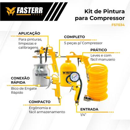 Imagem de Kit Acessórios para Compressor 5 Peças Caneca FST034