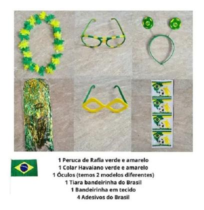Imagem de Kit Acessórios Torcedor Brasileiro Fanático Copa Mundo 2022