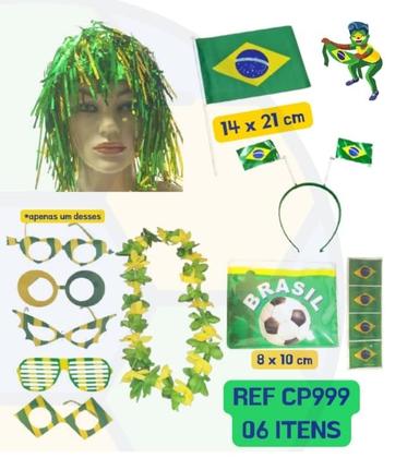 Imagem de Kit Acessórios Torcedor Brasileiro Fanático Copa Mundo 2022