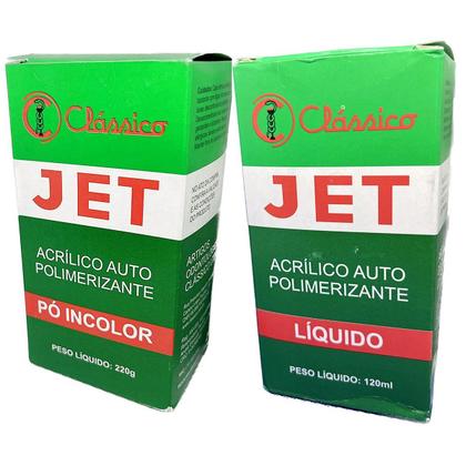 Imagem de Kit Acrílico pó 220g + líq 120ml Incolor Reparos Consertos Gerais Jet Clássico