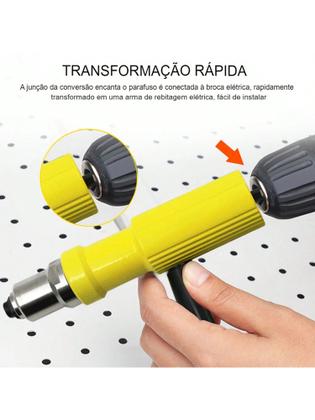 Imagem de Kit Adaptador de Rebites Com 4 Bicos Rebitadeira Manual