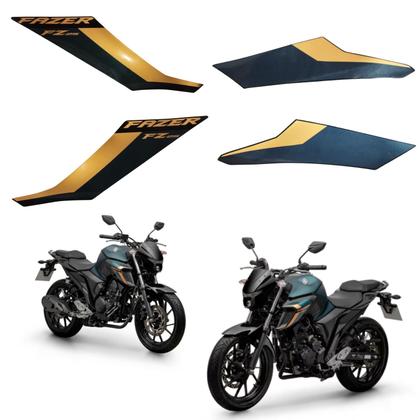 Imagem de Kit Adesivo Grafico Tanque Completo Aleta Aba Guia Ar Fazer 250 Fz25 Verde Fosco 2024