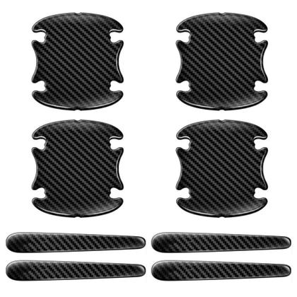 Imagem de Kit Adesivo Protetor Maçaneta Carro Fibra Carbono Resinado