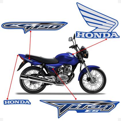 Imagem de Kit Adesivos Compatível Honda CG Titan 150 ES 2008 Moto Azul