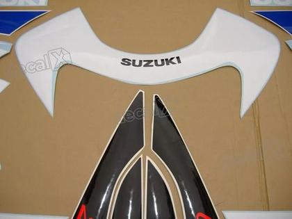 Imagem de Kit Adesivos Emblemas Suzuki Gsxr 750 2002 Moto Azul/branca