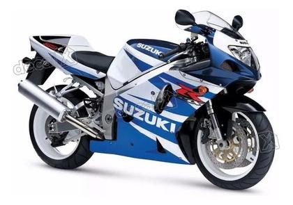 Imagem de Kit Adesivos Emblemas Suzuki Gsxr 750 2002 Moto Azul/branca