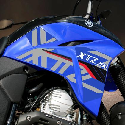 Imagem de Kit Adesivos Lander Xtz 250 2020 Faixa Moto Azul + Emblemas