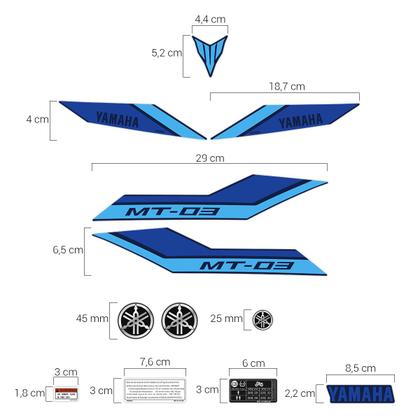 Imagem de Kit Adesivos Yamaha MT-03 2023/2024 + Emblemas Resinados