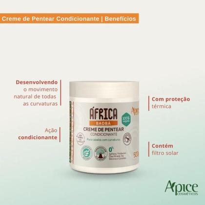 Imagem de Kit África Baobá Creme de Pentear e Gelatina Reparador de Pontas Apice