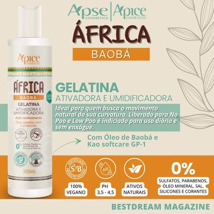 Imagem de Kit África Baobá Shampoo + Condicionador + Gelatina Restaurador Vegano Cabelos Com Curvatura Apse