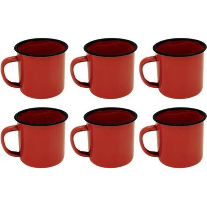 Imagem de Kit Agata Esmaltada Vermelho Com 1 Bule 1 Litro E 6 Canecas