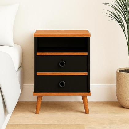 Imagem de Kit Alan 2 Mesa De Cabeceira Quarto Criado Pequeno Pé PVC Preta