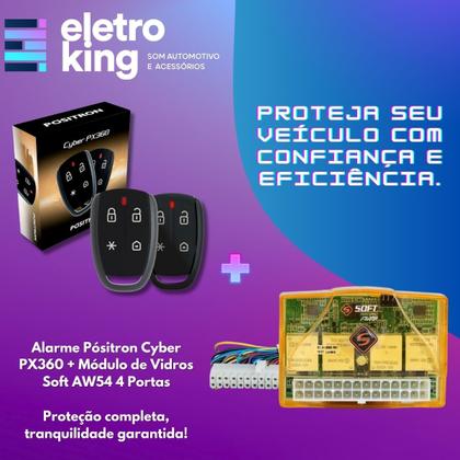 Imagem de Kit Alarme Automotivo Cyber Px360 + Módulo De Vidro Aw 54 4p
