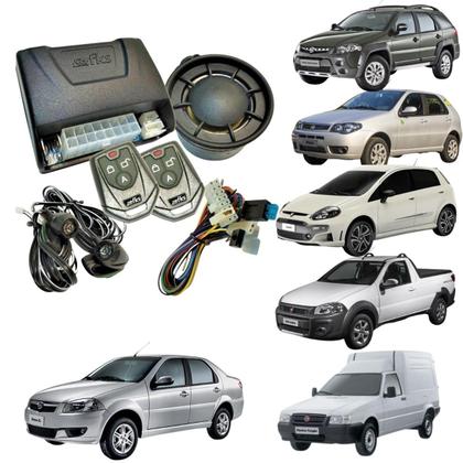 Imagem de Kit Alarme Completo Travamento Automatico das Portas 2 Controles Sirene Segurança AntiFurto Automotivo Fiat Palio Weekend Punto Strada Siena Uno Mobi