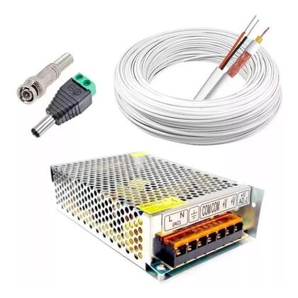 Imagem de Kit Alarme Residencial c/ 4 Sensor Via App E Kit Cftv 4 Câmeras 20m completo c/hd