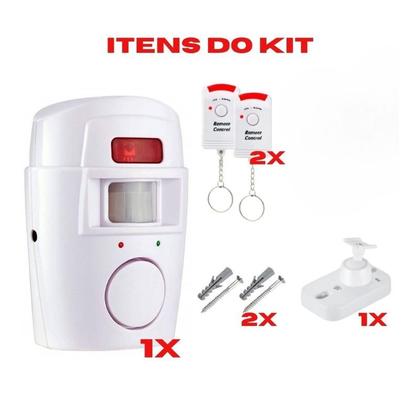 Imagem de Kit Alarme Residencial Sem Fio Sensor Presença + 2 Controles