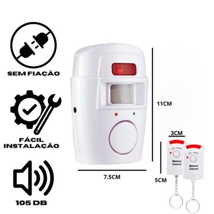 Imagem de Kit Alarme Residencial Sem Fio Sensor Presença + 2 Controles