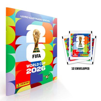 Imagem de Kit Álbum Brochura com 12 Envelopes de Figurinhas Copa do Mundo FIFA 2026 Panini