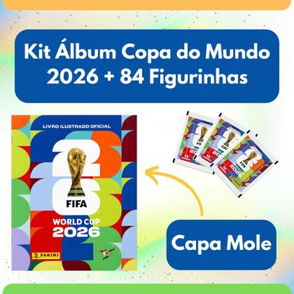 Imagem de Kit Álbum Copa do Mundo 2026 com 84 Figurinhas Pacotes Coleção Envelopes Fifa Futebol Jogo Cartas