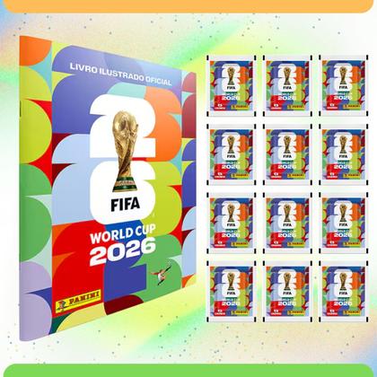 Imagem de Kit Álbum Copa do Mundo 2026 com 84 Figurinhas Pacotes Coleção Envelopes Fifa Futebol Jogo Cartas