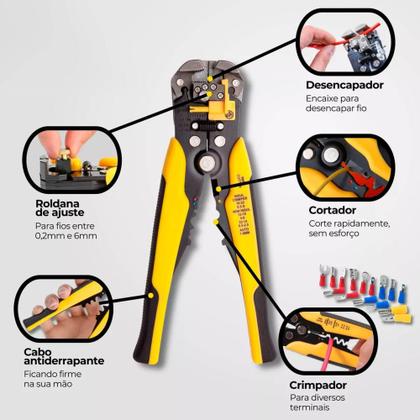 Imagem de Kit Alicate Crimpador e Decapador de Fios com 1200 Terminais - Ofertaher