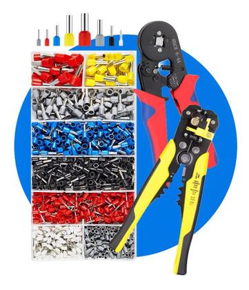Kit Alicate Crimpar Descascador 1200 Terminais Ilhos Tubular ...