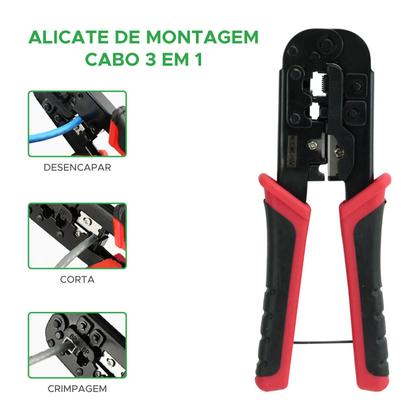 Imagem de Kit Alicate Crimpar Rj45 Rj11 Cabo Rede + 100 Plugs RJ45
