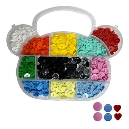 Imagem de Kit Alicate de Aplicar Botão de Pressão Plástico Ritas Box Organizador 120 Botões Coração 10 E 12mm