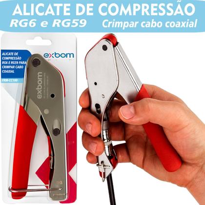 Imagem de Kit Alicate de Compressão RG6 RG59 Decapador Cabo Coaxial TV Internet