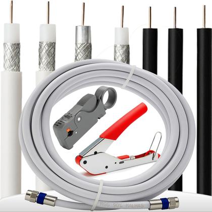 Imagem de Kit Alicate de Compressão RG6 RG59 Decapador Cabo Coaxial TV Internet