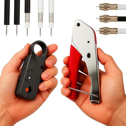 Imagem de Kit Alicate de Compressão RG6 RG59 Decapador Cabo Coaxial TV Internet