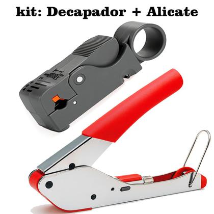 Imagem de Kit Alicate de Compressão RG6 RG59 Decapador Cabo Coaxial TV Internet