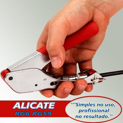 Imagem de Kit Alicate de Compressão RG6 RG59 Decapador Cabo Coaxial TV Internet