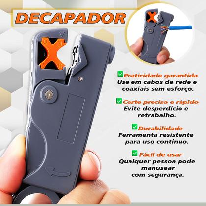 Imagem de Kit Alicate de Compressão RG6 RG59 Decapador Cabo Coaxial TV Internet
