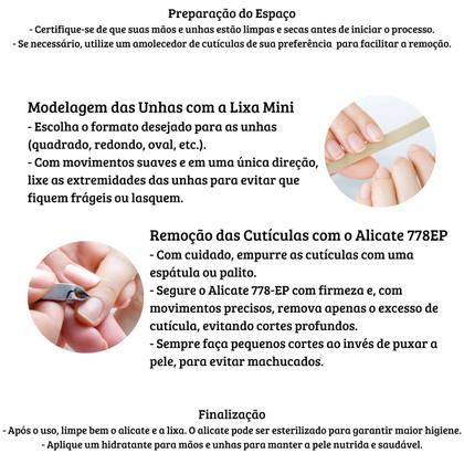 Imagem de Kit Alicate De Cutícula 778EP Mundial 100 Mini Lixa de Unha e Espátulas