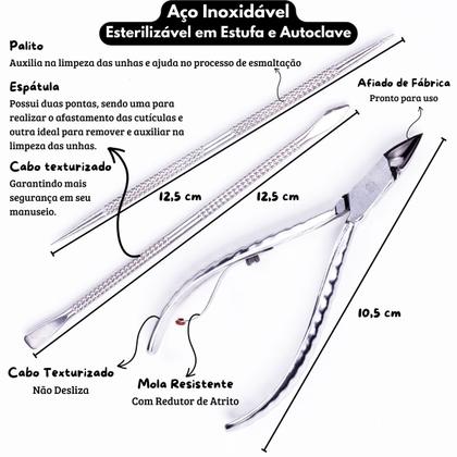 Imagem de Kit Alicate De Cutícula 778EP Mundial 100 Mini Lixa de Unha e Espátulas