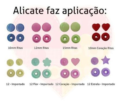 Imagem de Kit Alicate de Pressão para Pregar Botões Plásticos Ritas + Box com 130 Botões Rita Plástico Coloridos