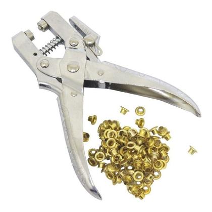 Imagem de Kit Alicate Furar Pregar Ilhós Vincadora Dobradeira Agulhão