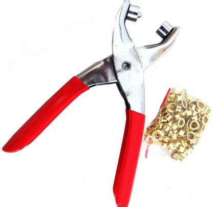 Imagem de Kit Alicate Vazador e AplicadoR com Ilhós Botão Metal + 100 Ilhoses